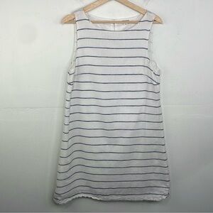 BeachLunchLounge Linen Blend Striped Blue and White Sleeveless Dress Medium